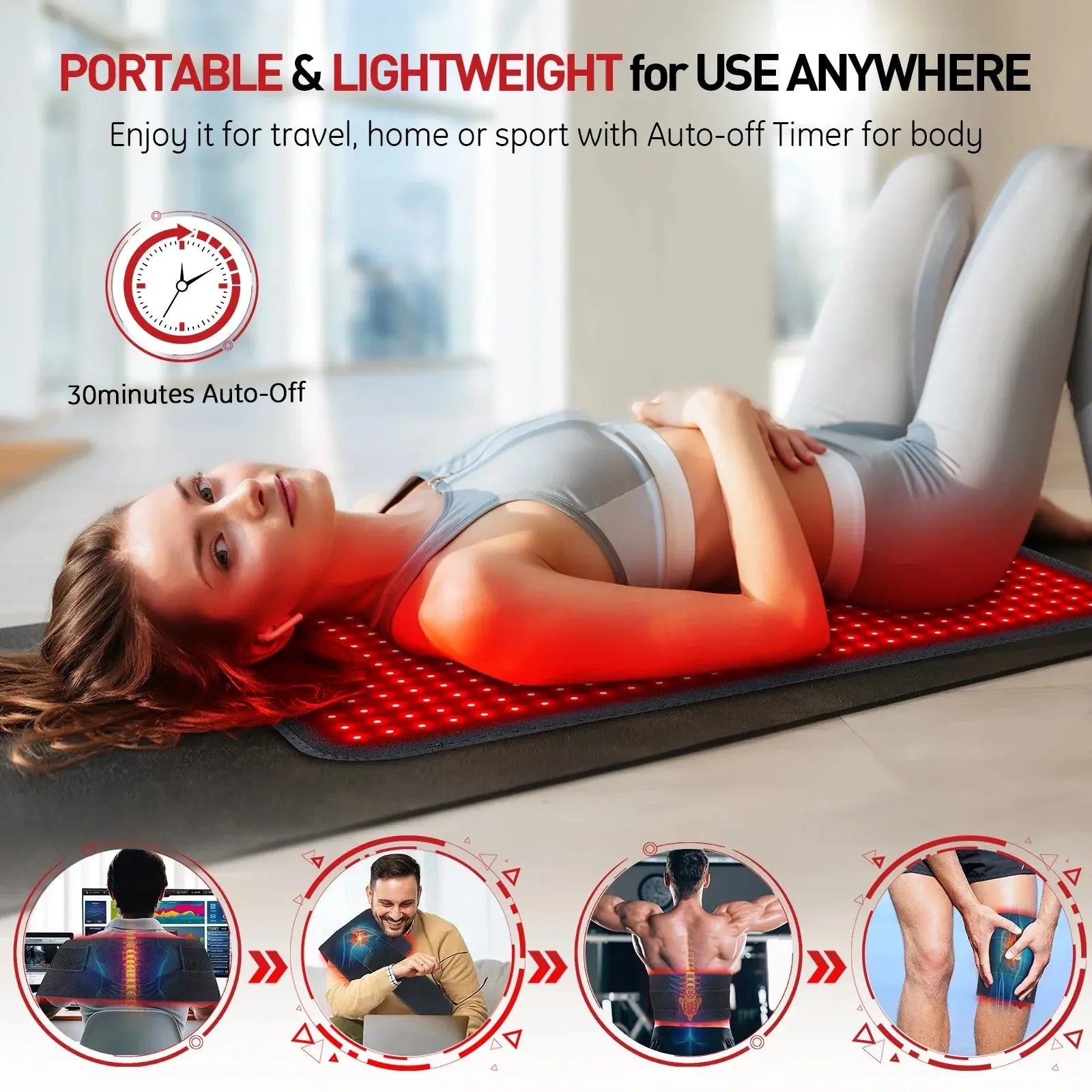 Updated Red Light Therapy Heating Pad Waist Back Shoulder Muscle Pain Relief Relax Infrared Light For Body Device Cushion 850nm OlivienneSkinCo