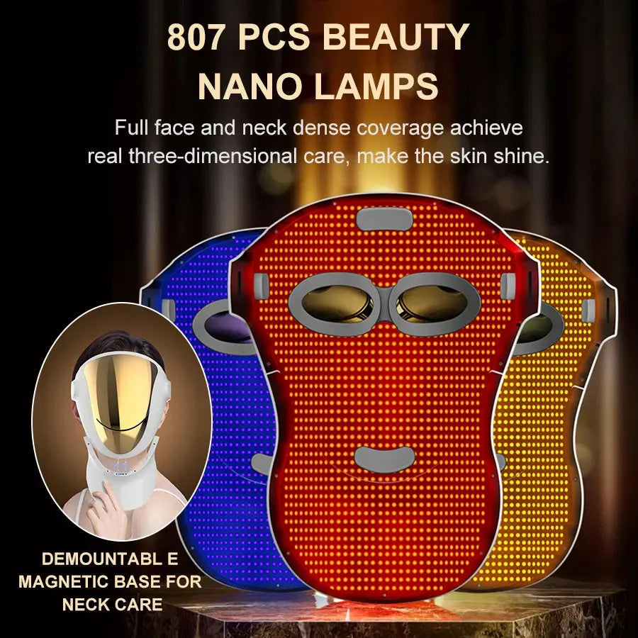 NIR LED Face Mask Red Light Therapy Respirable 3 Colors 807 Lamp Anti-Aging Acne Treat Reduce Wrinkle Full Facial Neck Care Mask OlivienneSkinCo