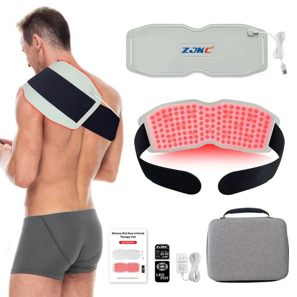 ZJKC 660nm 850nm 940nm Red Light Therapy Belt Near Infrared Phototherapy Wrap 450pcs LED Heating Pad for Full Body Pain Relief OlivienneSkinCo