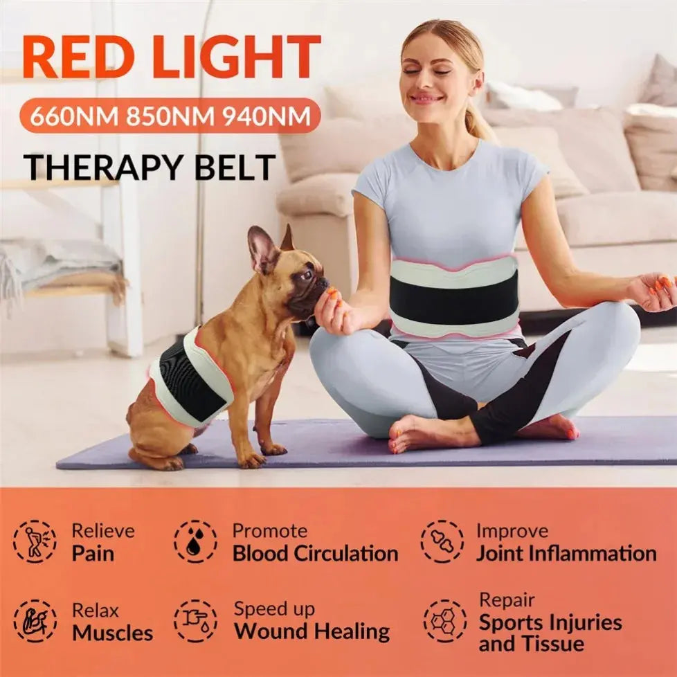 ZJKC 660nm 850nm 940nm Red Light Therapy Belt Near Infrared Phototherapy Wrap 450pcs LED Heating Pad for Full Body Pain Relief OlivienneSkinCo